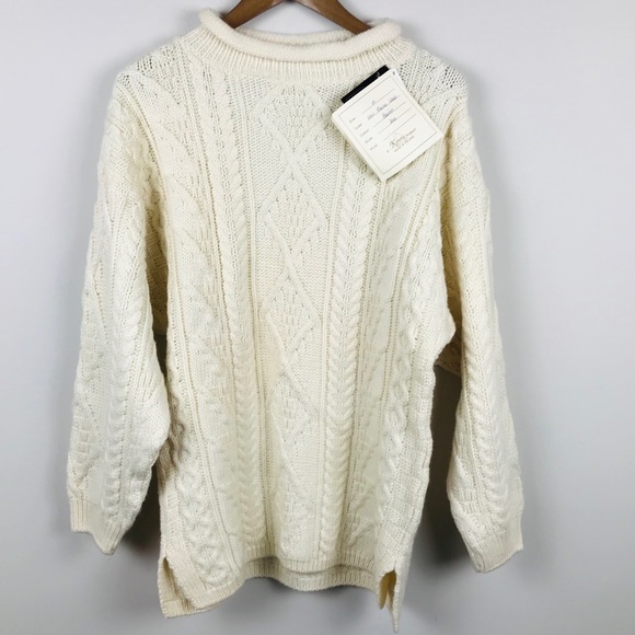 Irish Homecraft by Kenny Sweaters - Aran Knit Irish Wool Fisherman’s Sweater By Kenny